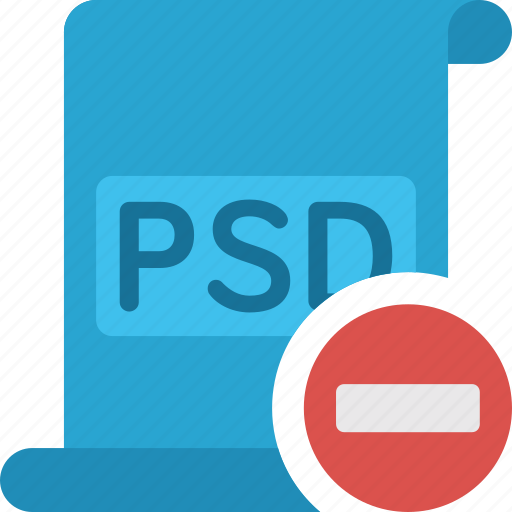 Psd, minus, file, paper, remove, extension, document icon - Download on Iconfinder