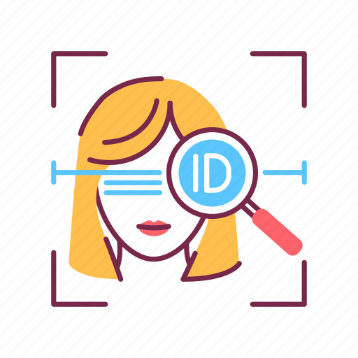 Face, id, identification, magnifier, person, verifying, woman icon - Download on Iconfinder