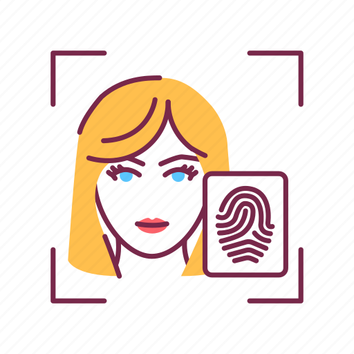 Authorization, face, fingerprint, identification, scan, verifying, woman icon - Download on Iconfinder