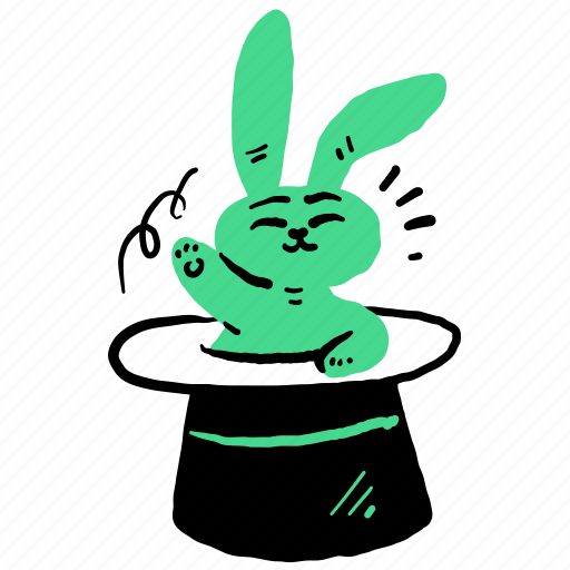 Animals, bunny, rabbit, magic, hat, magician, trick illustration - Download on Iconfinder