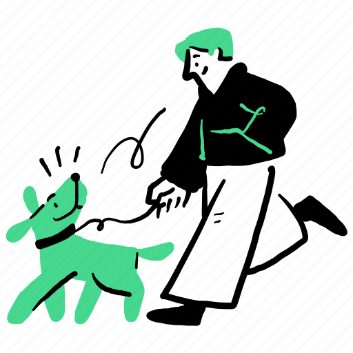 Animals, pet, dog, puppy, walk, walking, man illustration - Download on Iconfinder