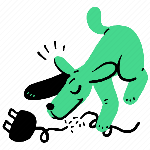 Animals, errror, dog, chew, cable, damage, disconnect illustration - Download on Iconfinder