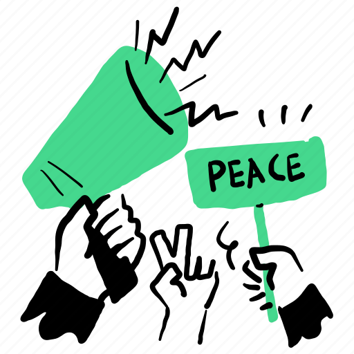 Conflict, protest, peace, peaceful, hand, gesture, megaphone illustration - Download on Iconfinder