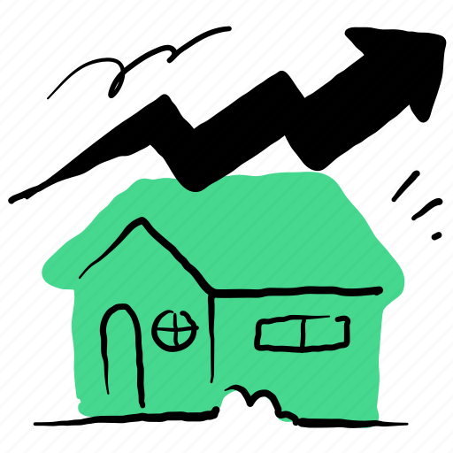 Real, estate, house, home, arrow, increase, building illustration - Download on Iconfinder