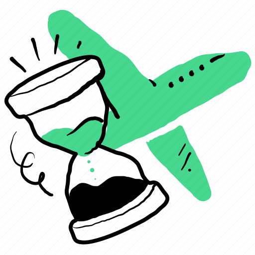 Travel, airplane, flight, plane, transport, transportation, hourglass illustration - Download on Iconfinder