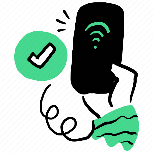 Tech, innovation, smartphone, mobile, signal, wifi, confirm illustration - Download on Iconfinder