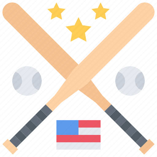 Baseball, bat, ball, flag, game, united, states icon - Download on Iconfinder