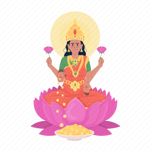 Lakshmi goddess, diwali celebration, hinduism, indian culture illustration - Download on Iconfinder