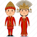 traditional, south, sumatra, aesan, paksangko, palembang, clothes, indonesia, couple