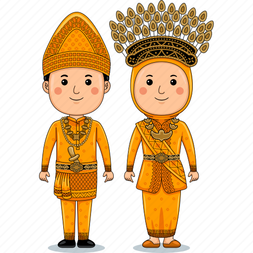 Traditional, riau, clothes, couple, indonesia, vector, illustration icon - Download on Iconfinder