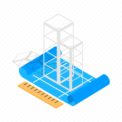 Building, construction, design, engineering, isometric, plan, ruler icon - Download on Iconfinder