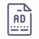 ad, advertisement, document, file