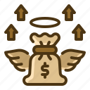 money, bag, wings, clouds, dollar, inflation, fly