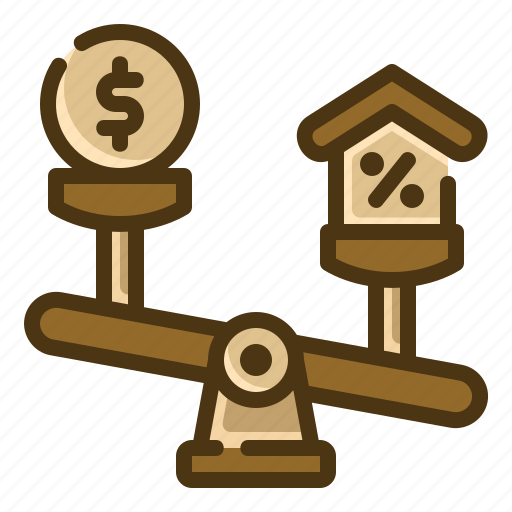Scales, balance, home, finances, inflation, money icon - Download on Iconfinder