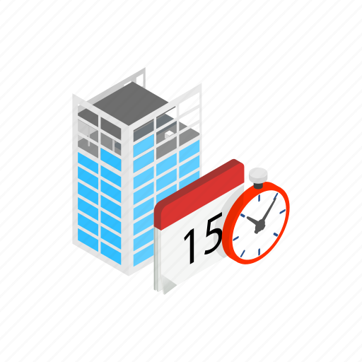 Building, calendar, clock, date, event, isometric, time icon - Download on Iconfinder