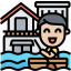flood, house, boat, canal, kayaking 