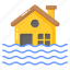 natural, disaster, house, flood, inundation, drowning, catastrophe 