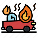 burn, car, fire, help, security