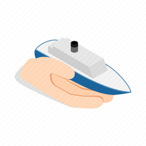 Boat, hand, holds, isometric, sea, ship, yacht icon - Download on Iconfinder