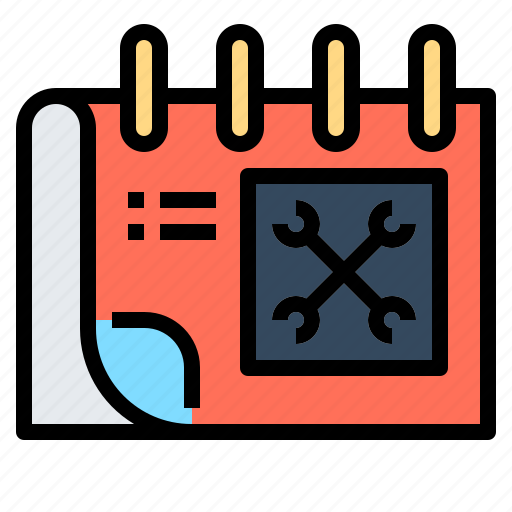 Calendar, construction, maintenance, repair, spanner icon - Download on Iconfinder