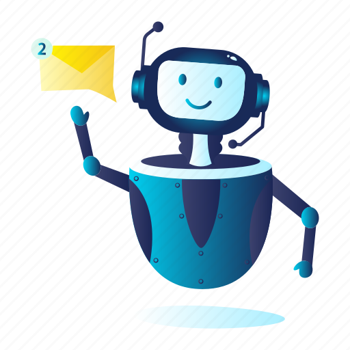 Bot reading message, chatbot sending, auto responder, messenger, feedback, notification, mascot icon - Download on Iconfinder