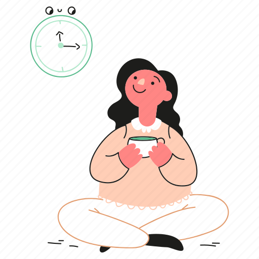 Be, woman, ui, clock, interface, please, hold illustration - Download on Iconfinder
