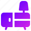 drawer, lamp, table, nightstand, bedside 