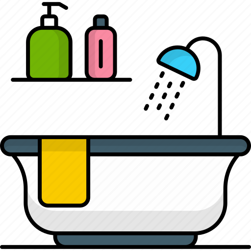 Bathroom, restroom, bathtub, shower, hanger, towel icon - Download on Iconfinder