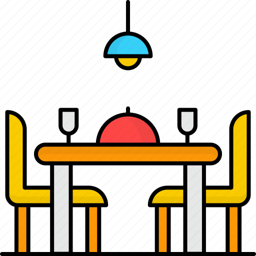 Dining room, dining table, chairs, dinner, cutlery set, glass icon - Download on Iconfinder
