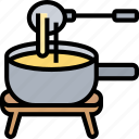 fondue, cheese, dipping, melted, pot