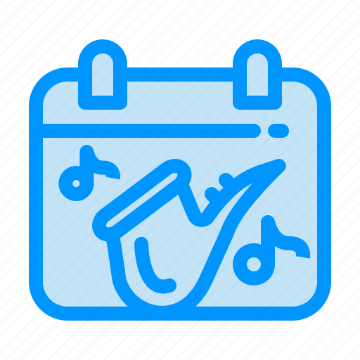 Calendar, music, play, saxophone icon - Download on Iconfinder