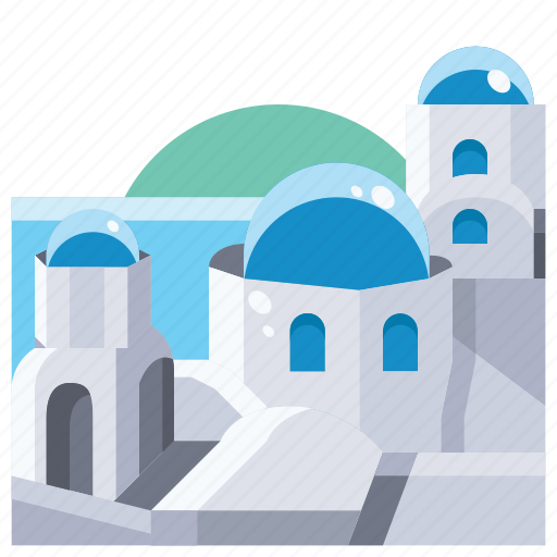 Blue, building, church, domed, in, landmark, santorini icon - Download on Iconfinder