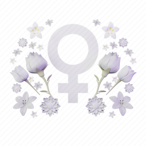 Composition, international women's day, female, flowers 3D illustration - Download on Iconfinder