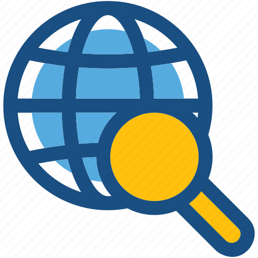 Globe, internet search, magnifier, magnifying glass, search location icon - Download on Iconfinder