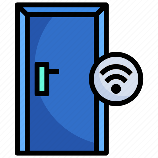 Door, lock, furniture, and, household, wifi, technology icon - Download on Iconfinder