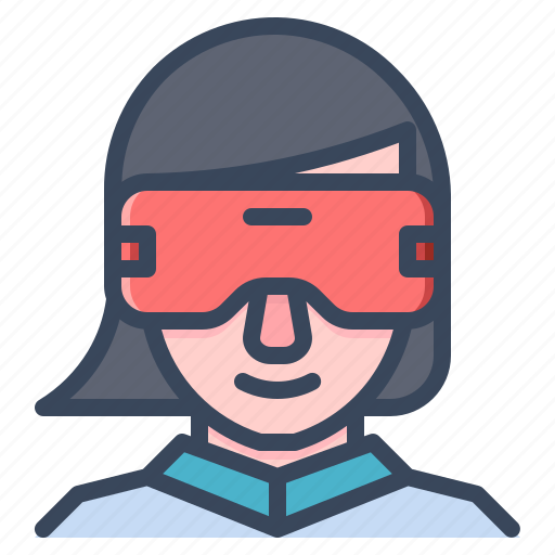 Vr, virtual, reality, glasses, woman, wear icon - Download on Iconfinder