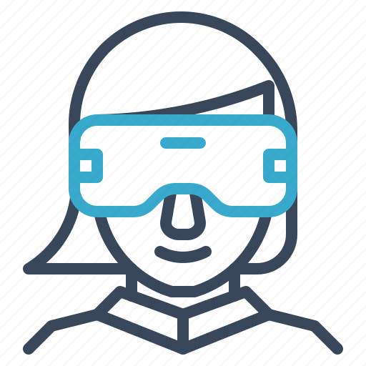 Vr, virtual, reality, glasses, woman, wear icon - Download on Iconfinder
