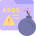 ddos, malware, web, page, bomb, warning