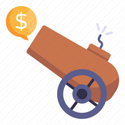 Currency war, cannon, currency, money cannon, artillery icon - Download on Iconfinder