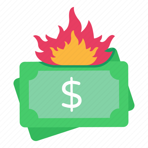 Money inflation, cash inflation, money burning, fire money, currency icon - Download on Iconfinder