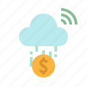 cloud, coin, digital, electronic, money