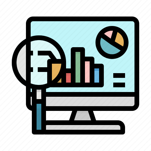 Analytics, business, computer, graph, magnifying icon - Download on Iconfinder