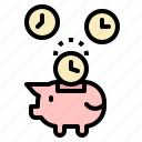 coin, money, piggy, time, timer