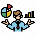 analytics, bars, businessman, chart, finance, graph, statistics