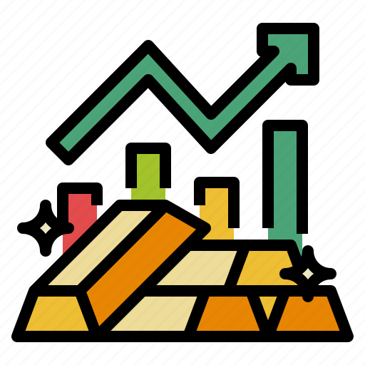 Arrow, bank, business, finance, gold, graph, ingots icon - Download on Iconfinder