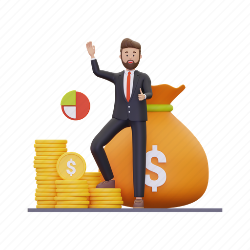 Investor, investment, currency, finance, bank, money, businessman 3D illustration - Download on Iconfinder