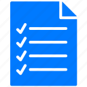menu, file, checklist, document, page, todo, list, blue, files, documents, text, paper