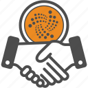 agreement, contract, cryptocurrency, deal, hand, iota