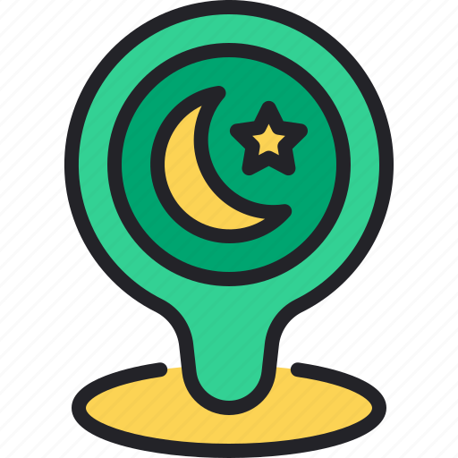 Pin, moon, location, ramadan, placeholder icon - Download on Iconfinder