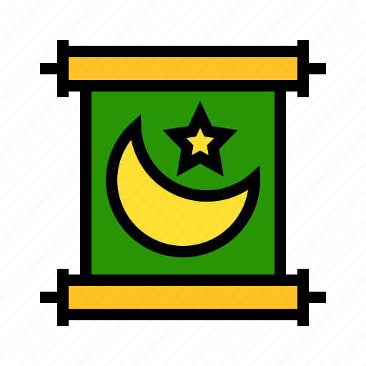 Crescent, islam, quran, ramadan, religion, scroll icon - Download on Iconfinder
